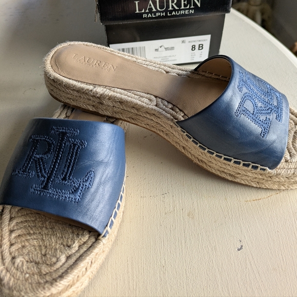 Lauren Ralph Lauren Shoes - Lauren Ralph Lauren Blue Polly Espadrille Slides